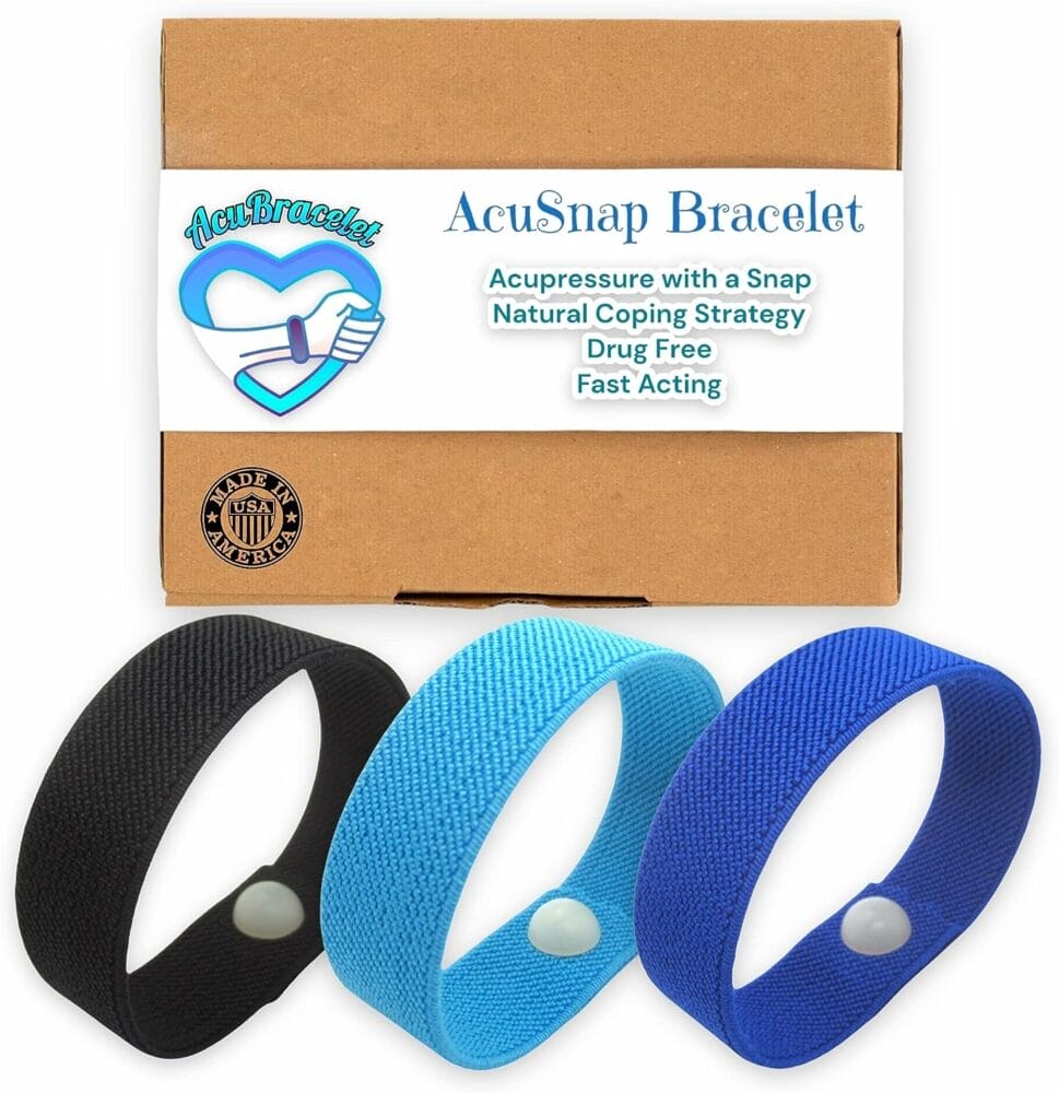 Anxiety Relief Healing Acupressure Bracelet with a Snap-Refocus Your Mind-Panic Attacks, Addictions, Stress-Create Healthy Habits-3 Piece Pack (Small 6)