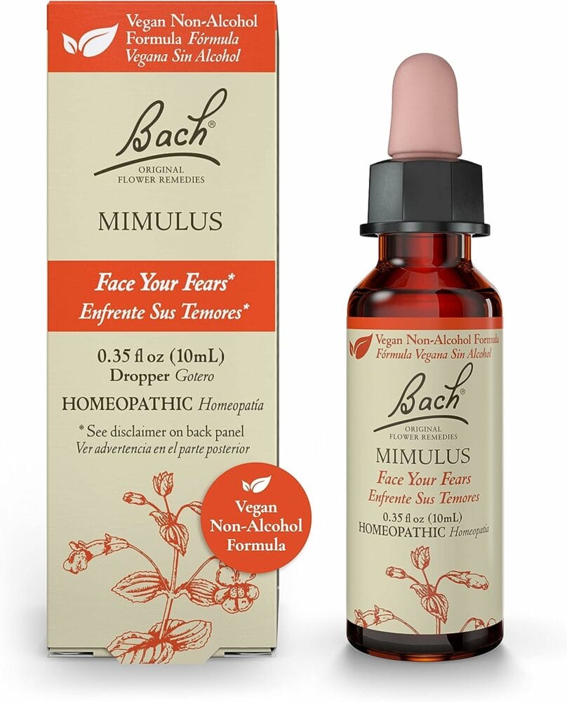 Bach Original Flower Remedies, Mimulus for Facing Fears (Non-Alcohol Formula), Natural Homeopathic Flower Essence, Holistic Wellness and Stress Relief, Vegan, 10mL Dropper
