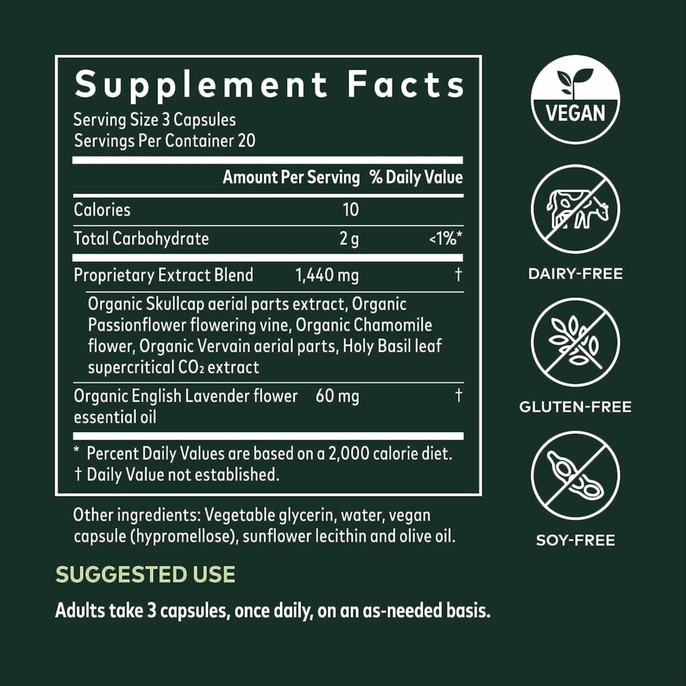Gaia Herbs Calm A.S.A.P. Stress Support Supplement - with Skullcap, Passionflower, Chamomile, Vervain, Holy Basil  More to Support a Natural Calm - 60 Vegan Liquid Phyto-Capsules (20-Day Supply)