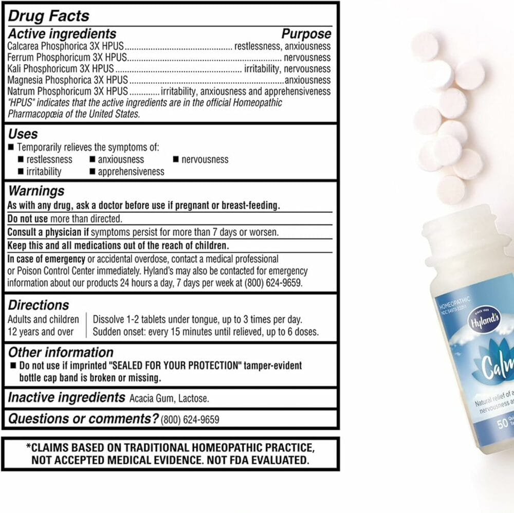 Hyland’s Naturals Calm Tablets, Stress Relief Supplement, Natural Relief Of Anxiousness, Nervousness, And Irritability, 50 Count