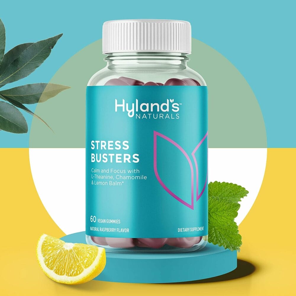Hyland’s Naturals Stress Busters Gummies, Calm and Focus with L-Theanine, Chamomile and Lemon Balm, 60 Vegan Gummies (30 Days)