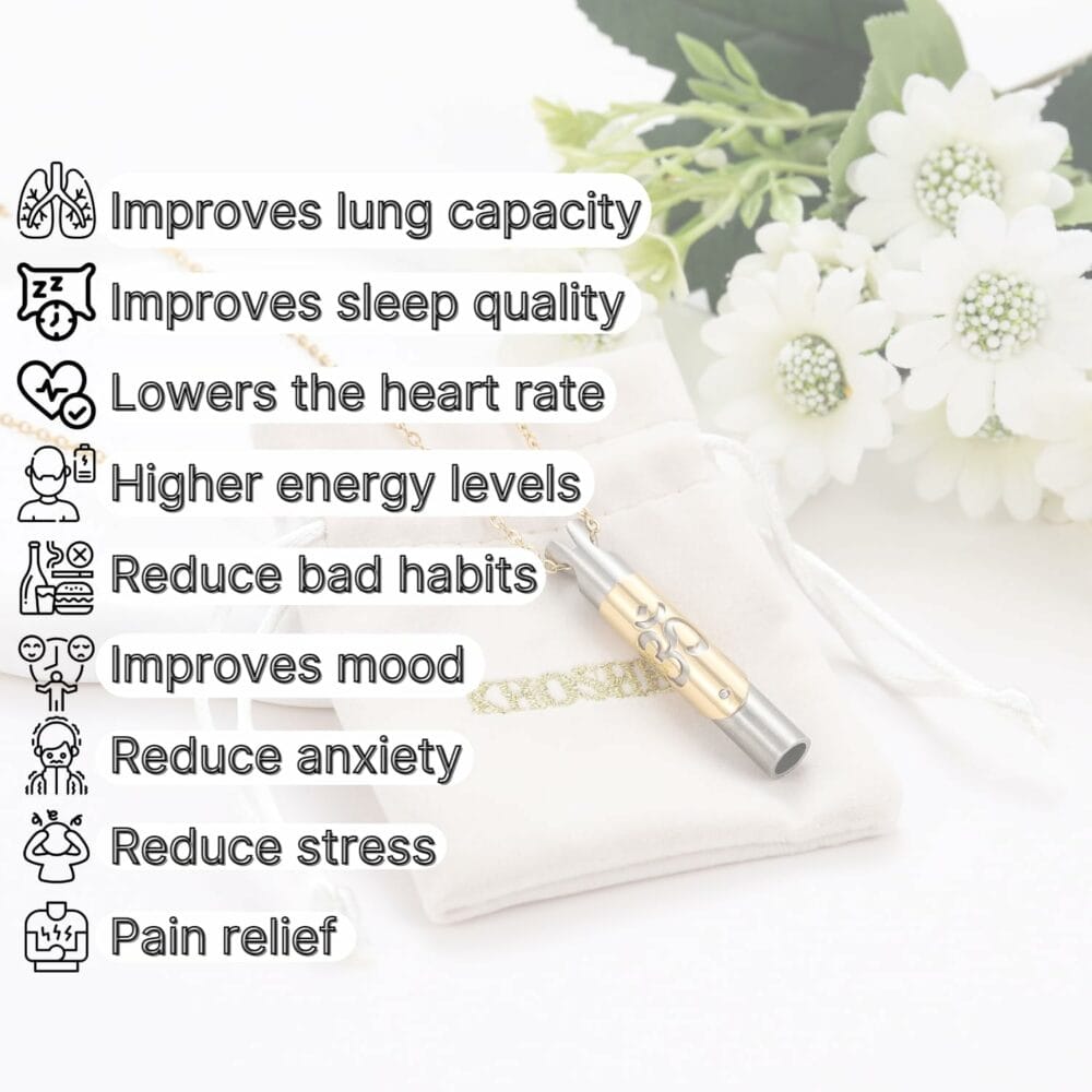 KHOSHEA Premium Breathing Necklace for Anxiety - Mindful Breathing Necklace for Anxiety - Anxiety Necklaces for Women - Relaxation - Luxury Design with Strong Chain
