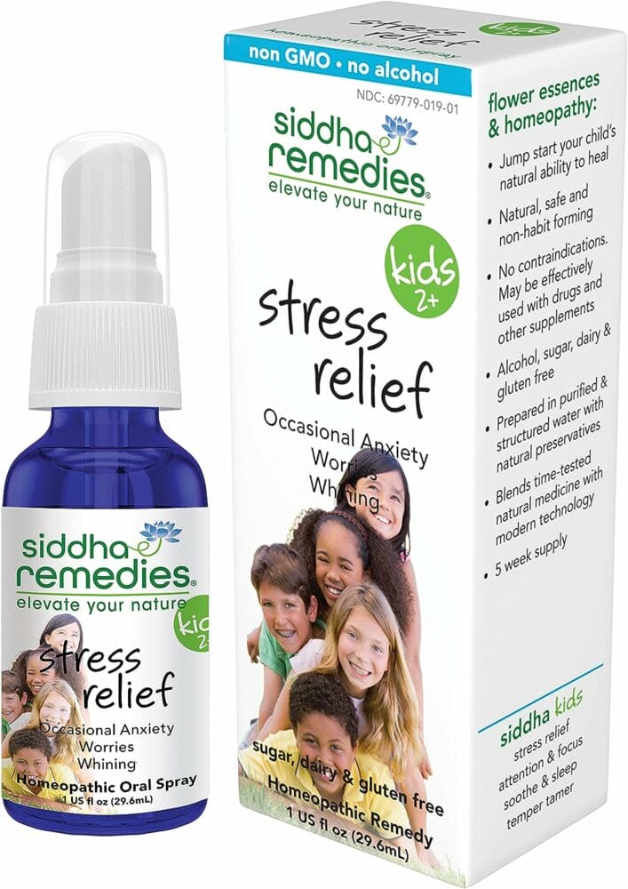 Siddha Remedies Stress Relief Spray for Children for Impatient, Irritable, Whining, | 100% Natural Homeopathic Remedy with Cell Salts and Flower Essences Worry