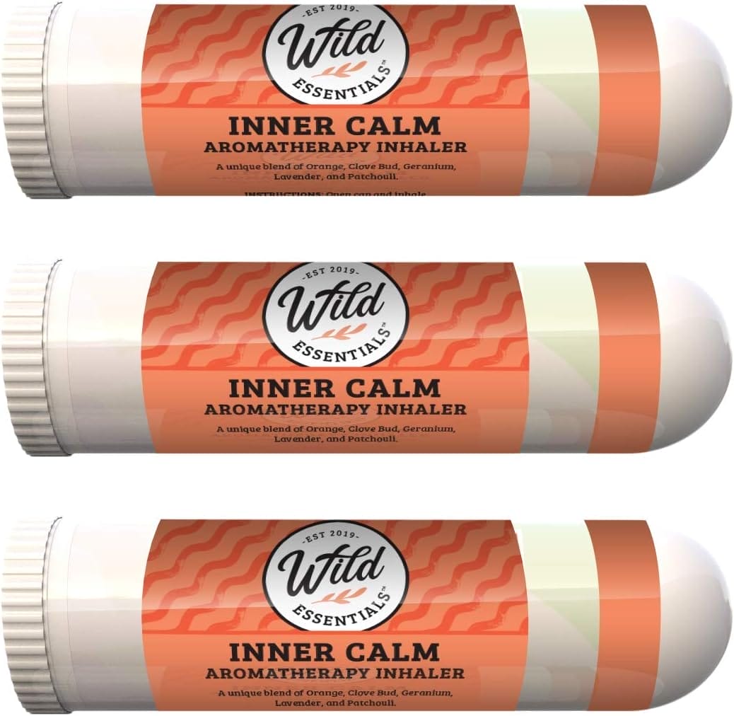 Wild Essentials 3 Pack of Inner Calm Aromatherapy Nasal Inhalers Made with 100% Natural, Therapeutic Grade Essential Oils to Help Calm Your Spirit - Relaxing Wild Essentials 3 Pack of Inner Calm Aromatherapy Nasal Inhalers Made with 100% Natural, Therapeutic Grade Essential Oils to Help Calm Your Spirit - Relaxing