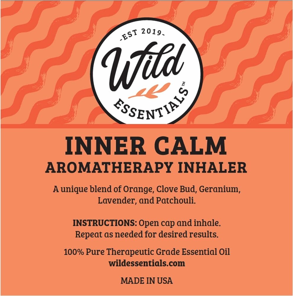 Wild Essentials 3 Pack of Inner Calm Aromatherapy Nasal Inhalers Made with 100% Natural, Therapeutic Grade Essential Oils to Help Calm Your Spirit - Relaxing