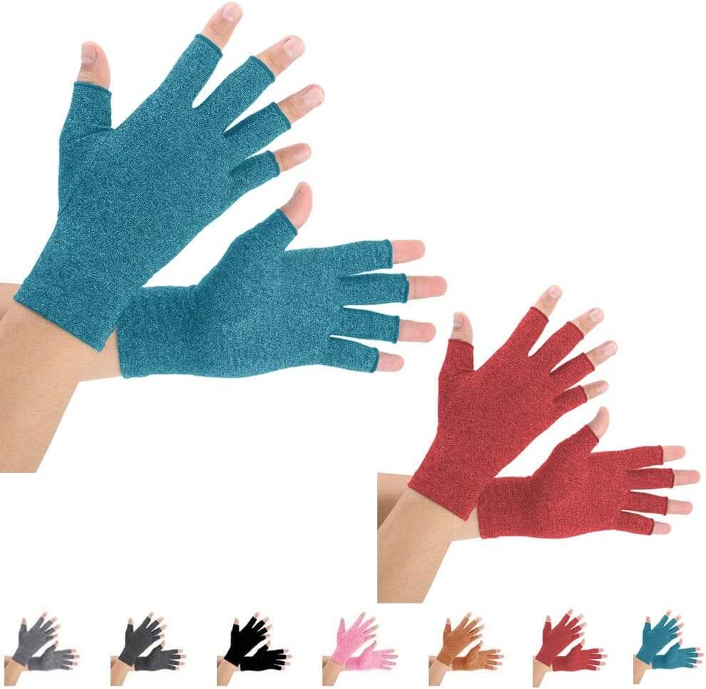 Brace Master 2 Pairs Arthritis Gloves, Compression Gloves for men and women (Medium (2 Pair), Blue+red) Brace Master Arthritis Gloves Review