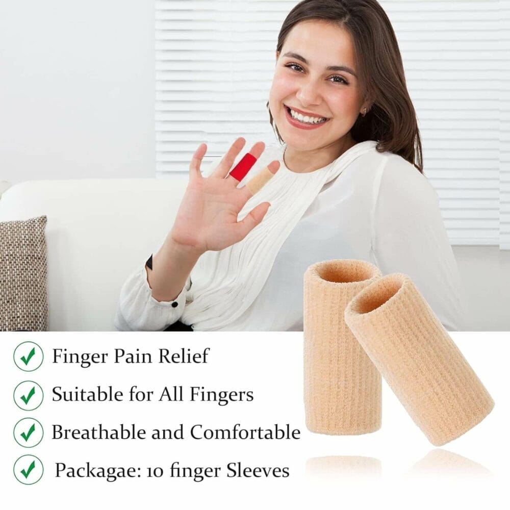 EDNYZAKRN 10Pcs Finger Compression Sleeves Support, Finger Sleeve Protectors Cots Thumb Brace for Trigger Finger Arthritis Swelling Basketball Sport, Breathable Elastic Pain Relief