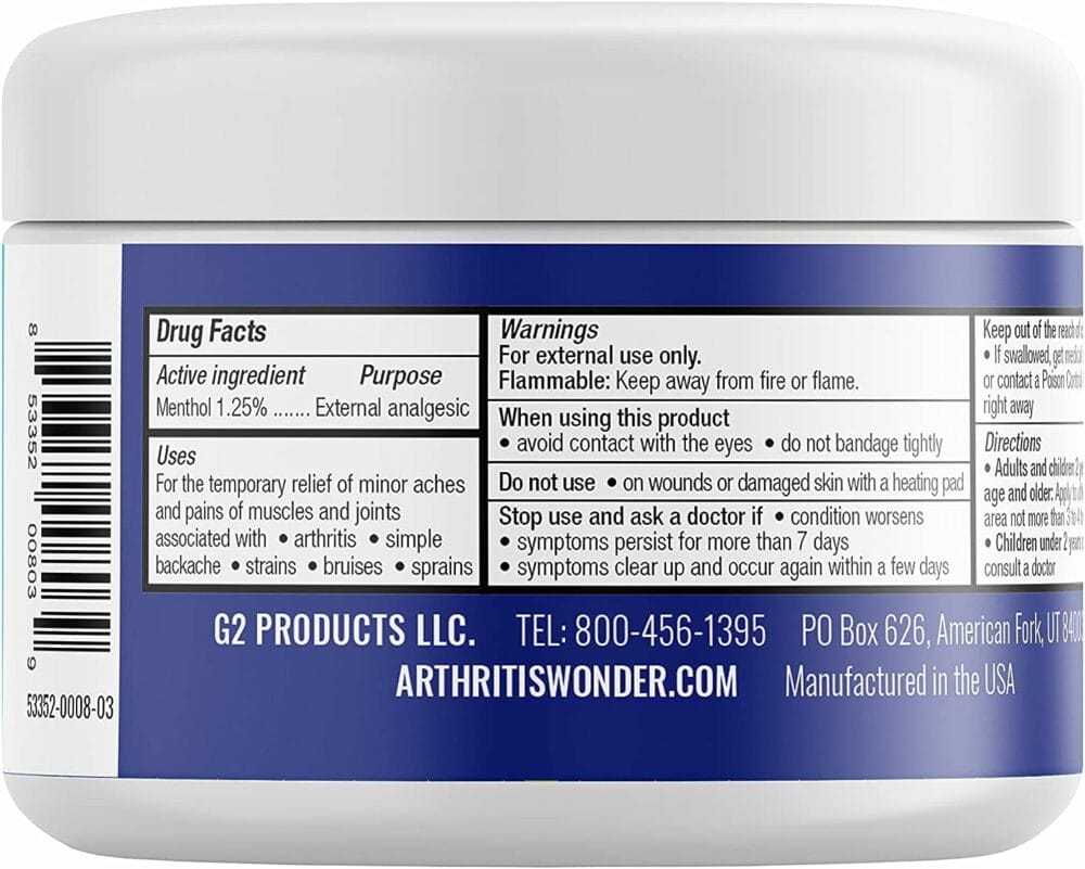 Arthritis Wonder Pain Relief Cream, 8 oz – Arthritis Pain Relief Cream for Hand, Knee, Foot and Wrist Joints – Fast-Acting, Deep Penetrating, Non-Greasy Formula with Natural Wogonin