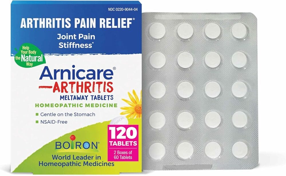 Boiron Arnicare Arthritis Tablets for Arthritis Pain Relief, Joint Soreness, and Rheumatic Pain - 120 Tablets (2 Pack of 60)