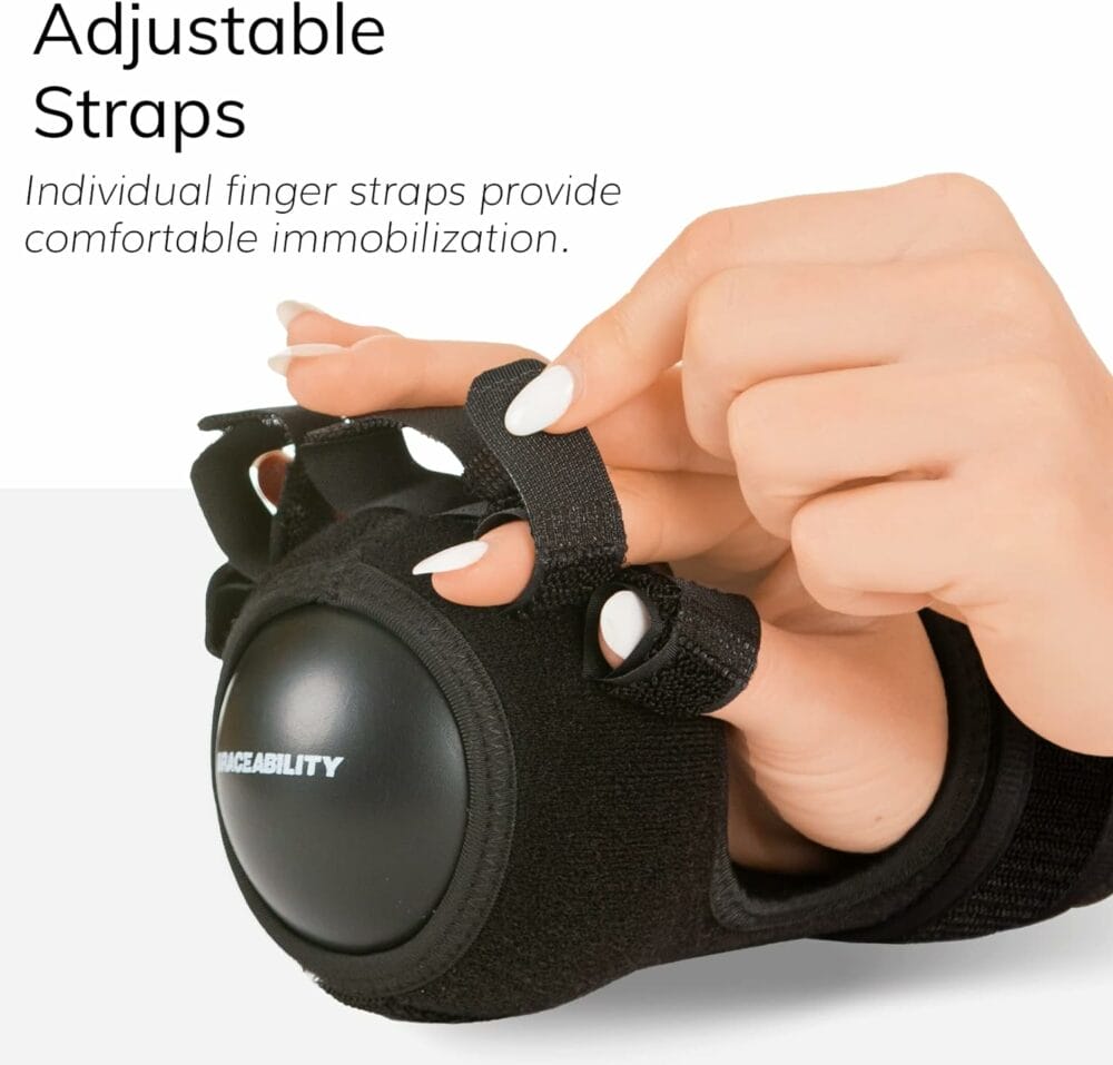 BraceAbility Anti Spasticity Splint - Contracture Stroke Resting Hand Orthosis Brace and Ball for Right or Left Cramp Relief, Twitching Pain, Recovery Therapy, Dupuytrens Treatment, Arthritis Remedy