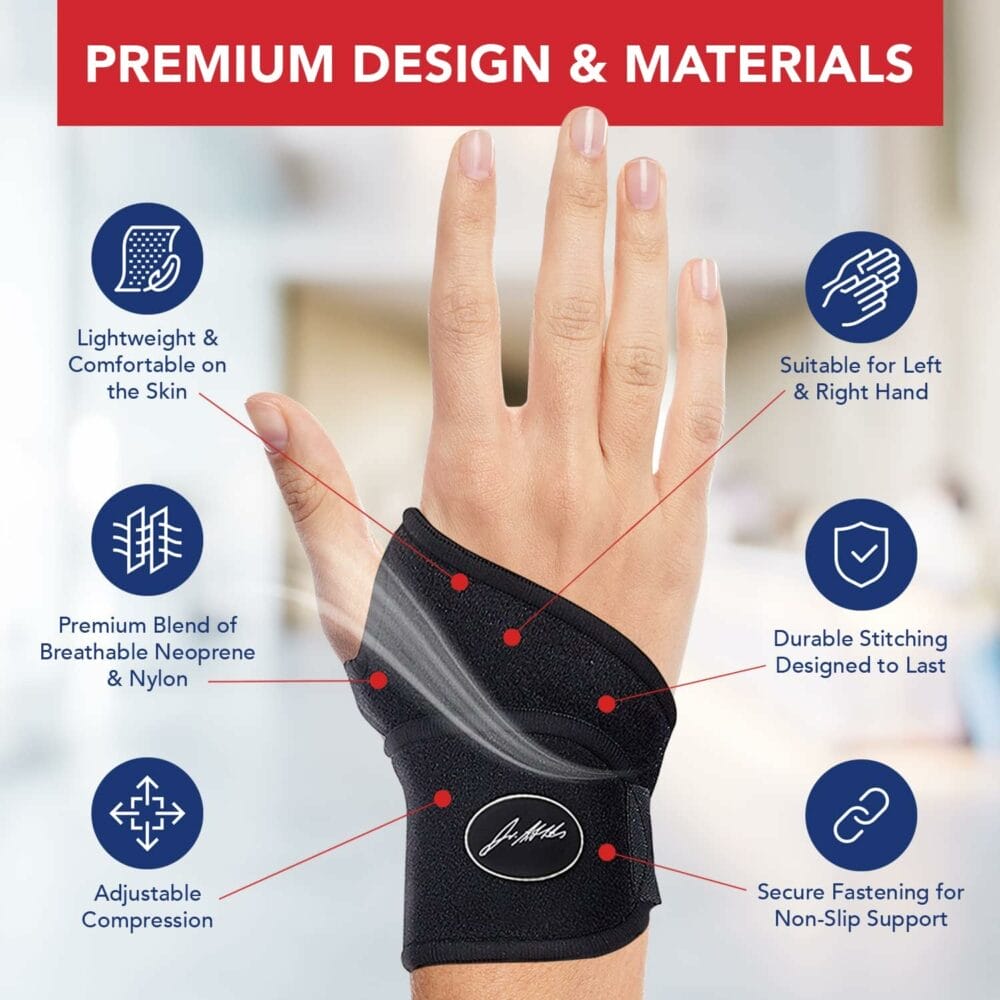 Dr. Arthritis Doctor Developed Copper Wrist Brace/Wrap for Carpal Tunnel Support, Wrist Splint Brace -F.D.A. Medical Device  Doctor Handbook-Night Support for Women Men-Right  Left hands (Single)