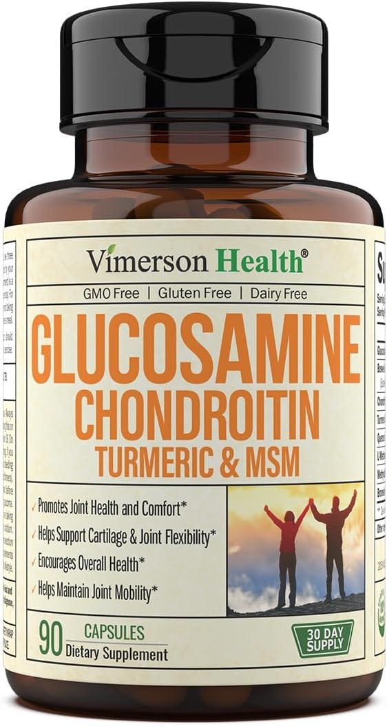 Glucosamine Chondroitin MSM Turmeric Boswellia - Joint Support Supplement. Antioxidant Properties. Helps with Inflammatory Response. Occasional Discomfort Relief for Back, Knees  Hands. 90 Capsules