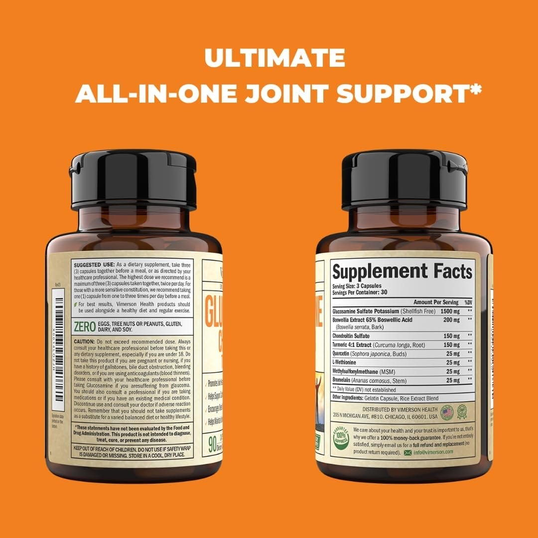 Glucosamine Chondroitin MSM Turmeric Boswellia - Joint Support Supplement. Antioxidant Properties. Helps with Inflammatory Response. Occasional Discomfort Relief for Back, Knees Hands. 90 Capsules Glucosamine Chondroitin MSM Turmeric Boswellia - Joint Support Supplement. Antioxidant Properties. Helps with Inflammatory Response. Occasional Discomfort Relief for Back, Knees Hands. 90 Capsules