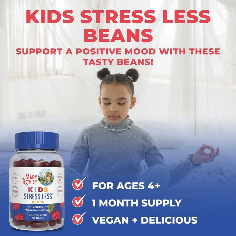 MaryRuths Kids Magnesium Citrate Vita-Beans | 1 Month Supply | Magnesium Supplement with L-Theanine | Calm Magnesium for Kids 4+ | Bone, Nerve, Gut Health | Vegan | Non-GMO | 60 Count
