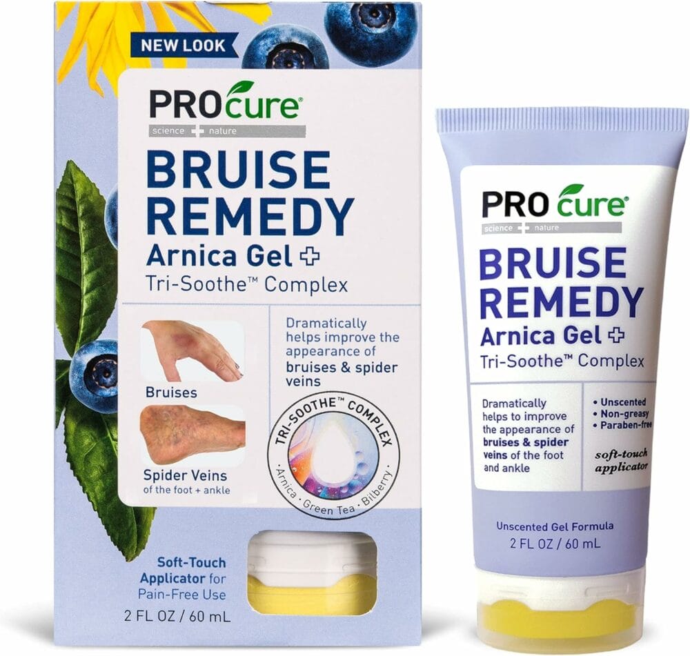 PROcure Remedy Gel with Arnica, Helps Improve the Appearance of Bruises  Spider Veins on the Foot and Ankle, Unscented  Paraben Free with Soft Touch Applicator, 2 Fl Oz