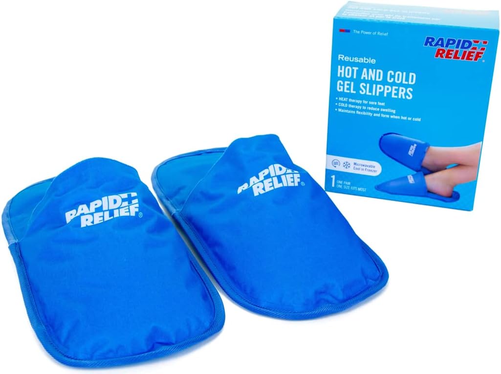 Rapid Relief Hot and Cold Therapy Slippers for Swollen and Painful Feet - Cooling Slippers for Neuropathy, Chemotherapy, and Diabetes Foot Pain Relief, Swollen Feet Remedy