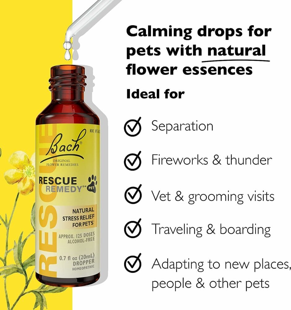 RESCUE Bach Remedy PET Dropper 20mL  SCUE Remedy Spray 20mL, Natural Stress Relief, Homeopathic Flower Essence, Vegan, Gluten  Sugar-Free, Non-Habit Forming, Holiday Stocking Stuffer
