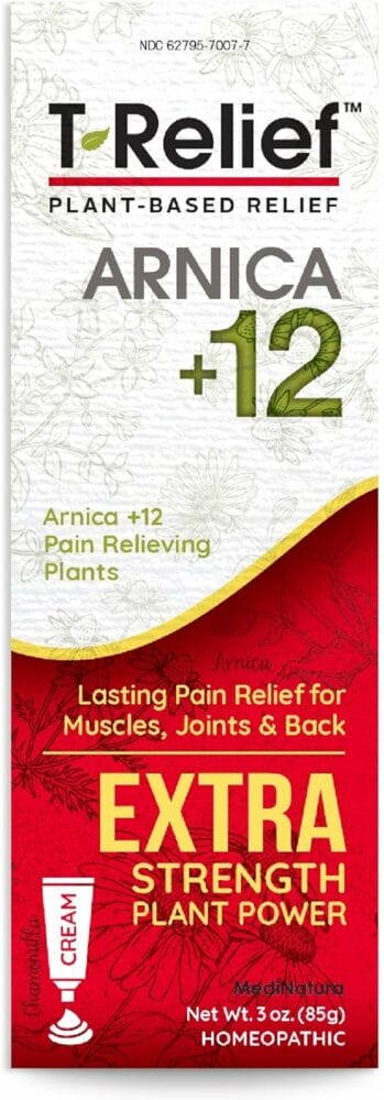 T-Relief Extra Strength Cream Arnica +12 Natural Relieving Actives for Back Pain Joint Soreness Muscle Aches  Stiffness, Whole Body Fast Acting Relief for Women  Men - 3 oz