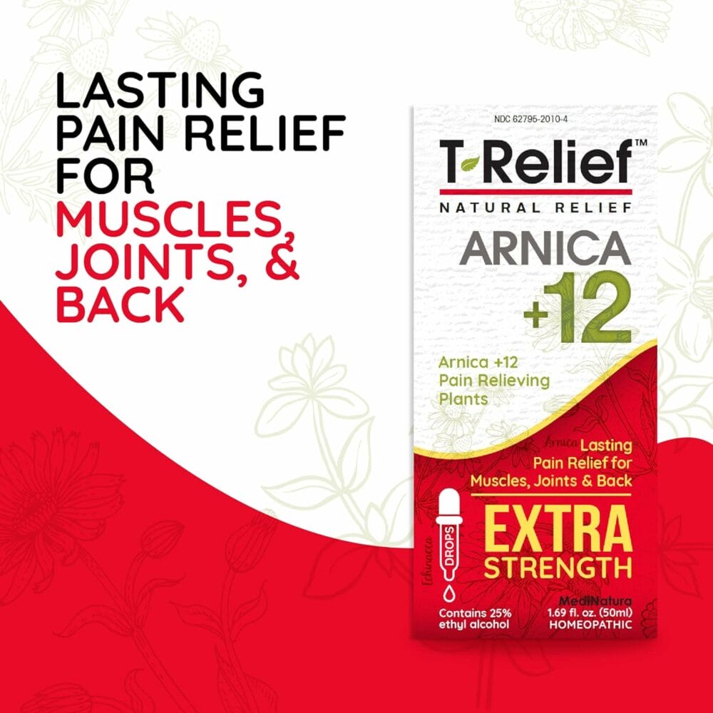 T-Relief Extra Strength Pain Relief Drops Arnica +12 Fast-Acting Natural Relieving Actives for Back Neck Joint Muscle Hand  Foot Aches Pains  Soreness - 1.69 oz