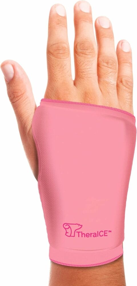 TheraICE Wrist Ice Pack - Soft Gel Ice Pack Wrap for Either Wrist for Hot  Cold Hand Therapy - Fits Most Men - Pink - L/XL