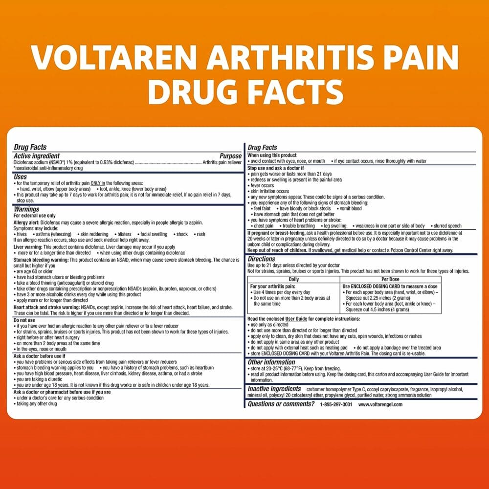 Voltaren Arthritis Pain Gel For Powerful Topical Arthritis Pain Relief, Amazon Exclusive - 3.5 Oz/100 g Tube And 0.71 Oz/20 g Travel Size Tube