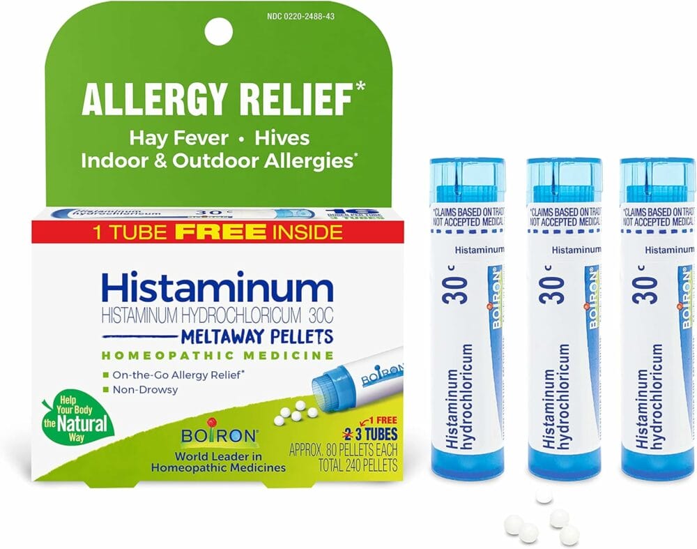 Boiron Histaminum Hydrochloricum 30C Homeopathic Medicine For Indoor Or Outdoor Allergy Relief, Hay Fever, And Hives - (Pack of 3, Total 240 pellets)