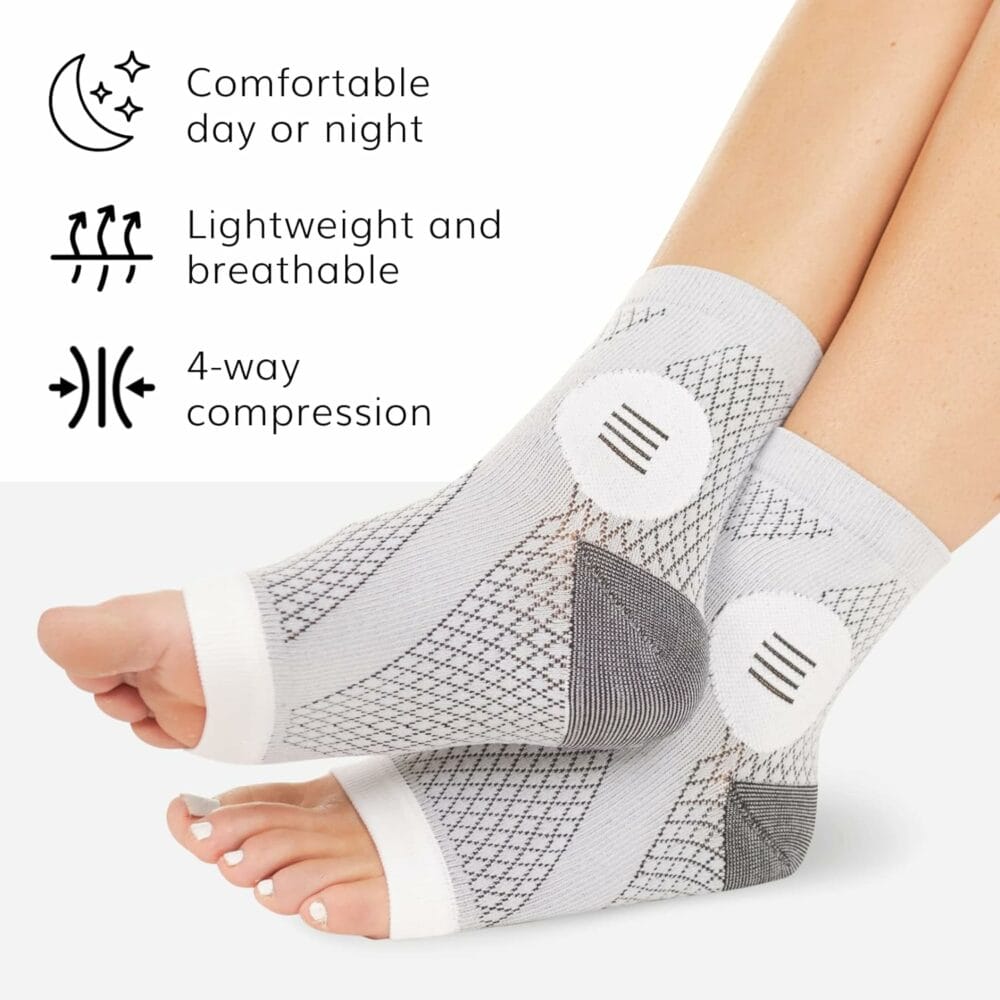 BraceAbility Neuropathy Socks - Peripheral Neuritis Therapy Compression Diabetic Open-Toe Foot Sleeves for Ankle Gout, Nerve Damage Pain in Legs and Feet Relief Brace for Men and Women (M - Gray)