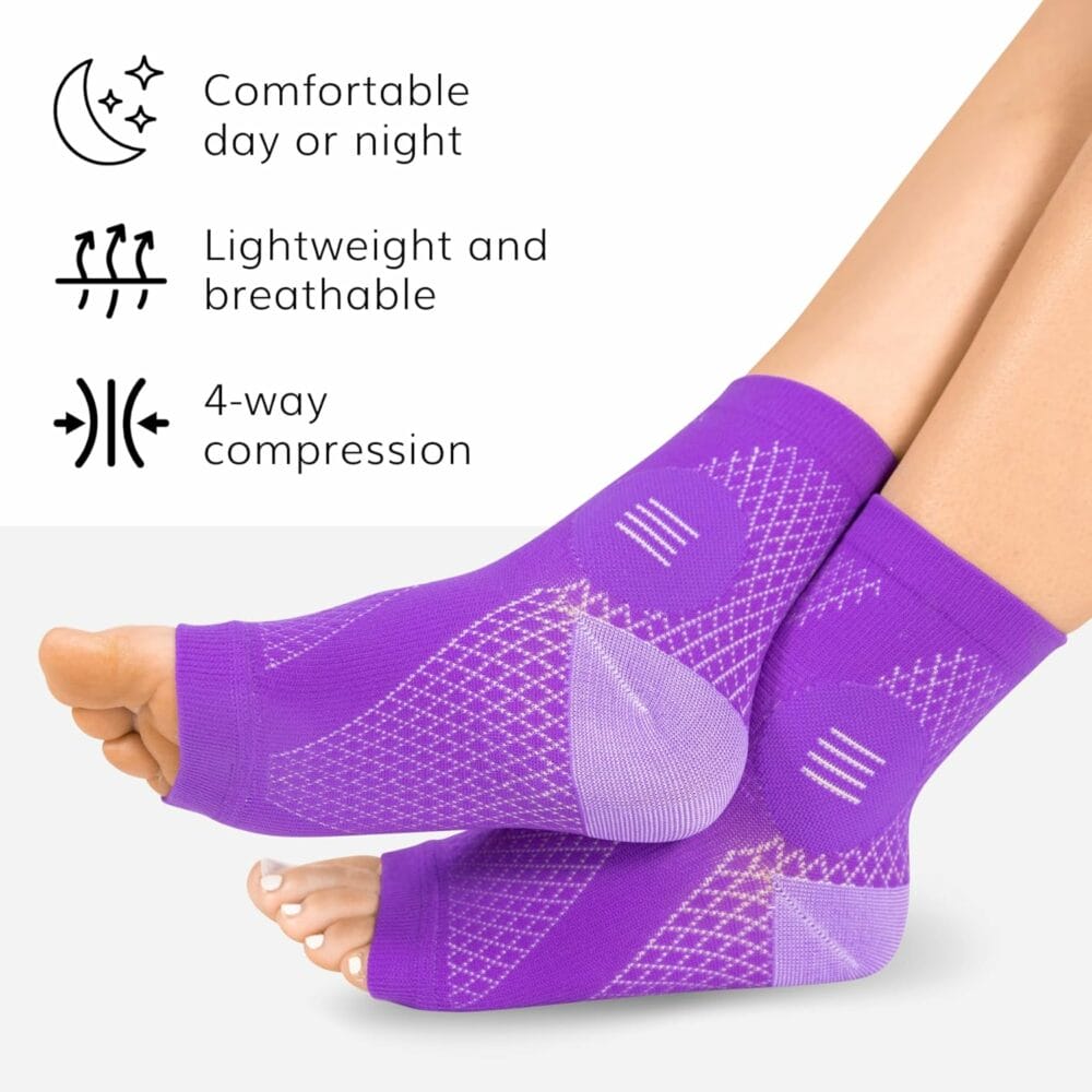 BraceAbility Neuropathy Socks - Peripheral Neuritis Therapy Compression Diabetic Open-Toe Foot Sleeves for Ankle Gout, Nerve Damage Pain in Legs and Feet Relief Brace for Men and Women (M - Gray)