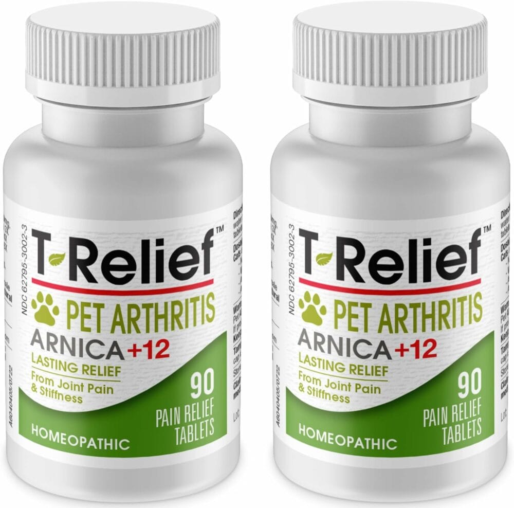 MediNatura T-Relief Pet Arthritis Relief Arnica +12 Powerful Natural Homeopathic Medicines Help Ease Hip  Joint Pain Soreness  Stiffness for Dog  Cat - 90 Tablets (2 Pack)