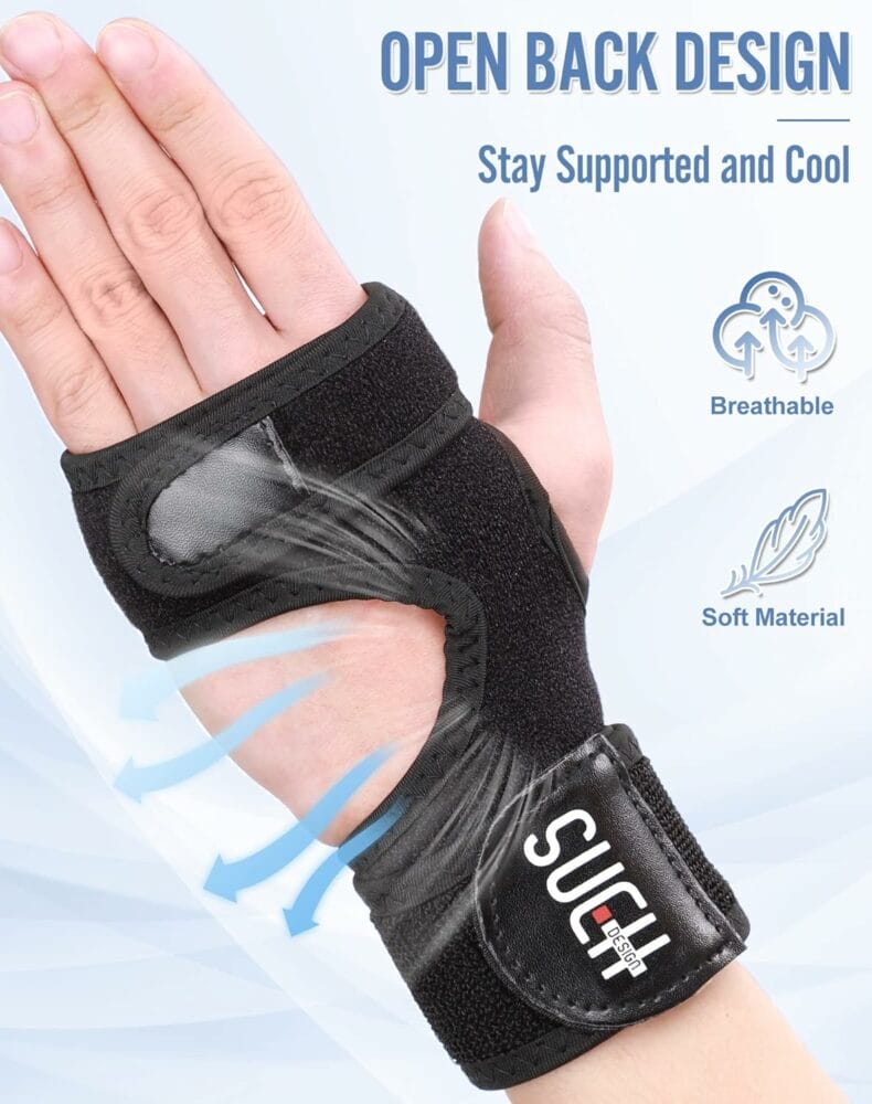 SUEH DESIGN Carpal Tunnel Wrist Brace Night Support, Adjustable Wrist Wrap for Tendonitis Arthritis and Workout Pains Relief, Wrist Splint for Right Hand, Pink