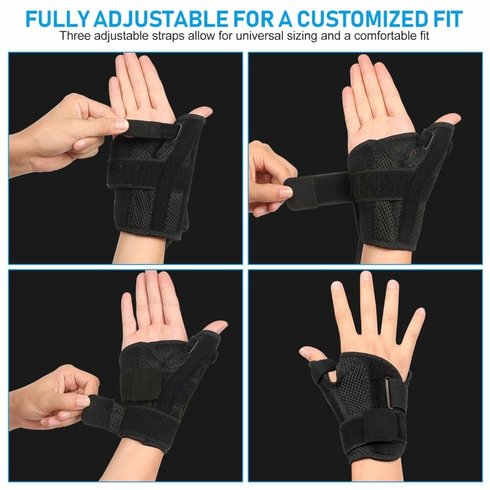 Thumb Brace - Carpal Tunnel Wrist Brace Relief and Tendinitis Arthritis Sprained, Thumb Spica Splint Wrist Support to Help Sleep, Treat Trigger Finger Sprained Relieve Pain - Fit Left and Right Hands