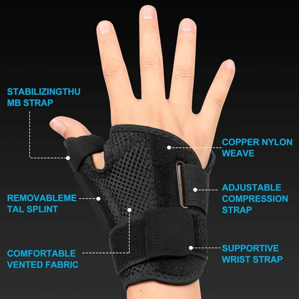 Thumb Brace - Carpal Tunnel Wrist Brace Relief and Tendinitis Arthritis Sprained, Thumb Spica Splint Wrist Support to Help Sleep, Treat Trigger Finger Sprained Relieve Pain - Fit Left and Right Hands