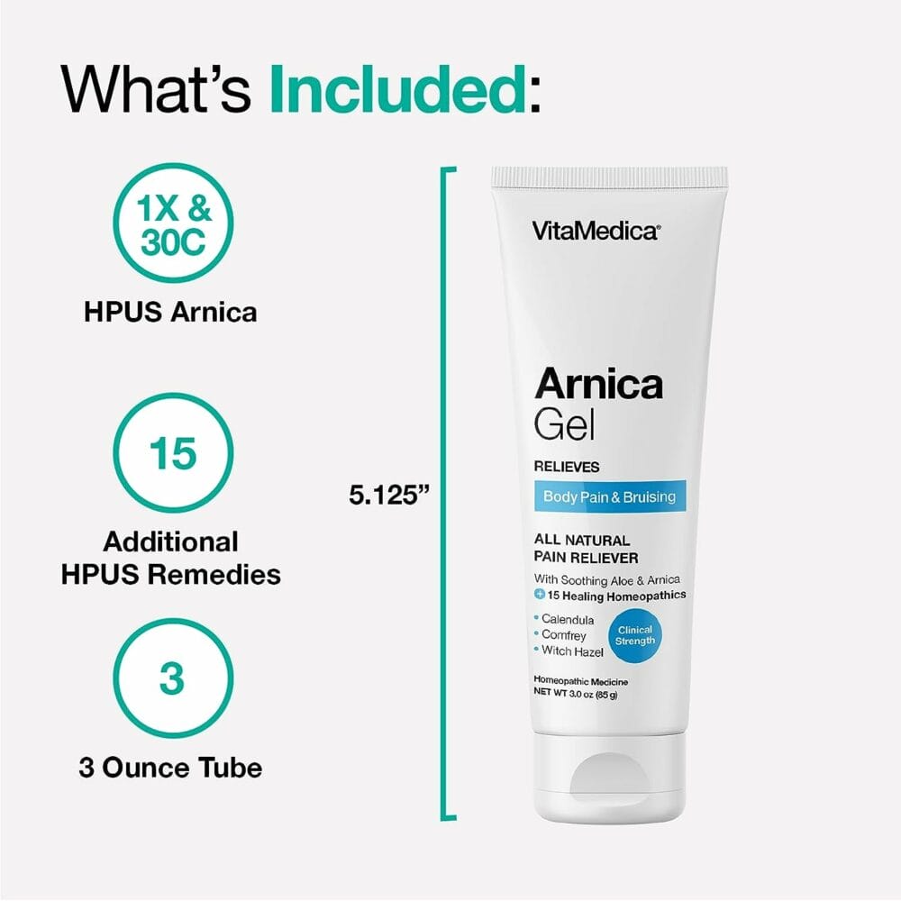 VitaMedica | Arnica Montana | Gel | Bruises | Joint Pain | Muscle Relief | Calendula | Comfrey | Witch Hazel | Soothing Aloe | Water Based | 3 Ounces | Homeopathic | Made in USA | BBL Supplies