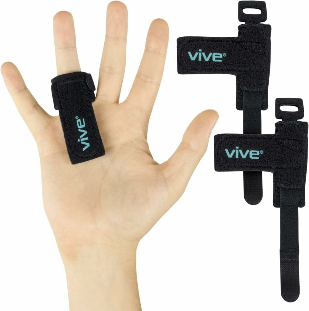 Vive Trigger Finger Splint Support Brace for Straightening Curved, Bent, Locked  Stenosing Tenosynovitis Hands - Tendon Release  Pain Relief (2-Pack, Black)