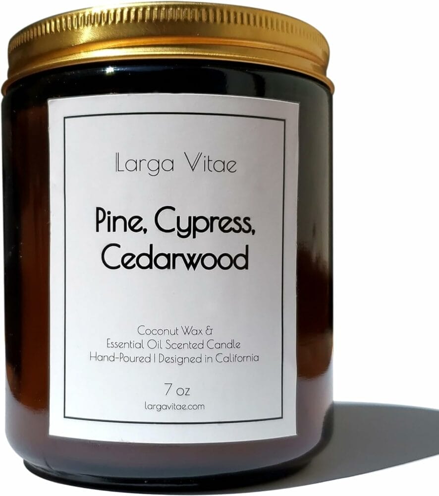All-Natural Pine, Cypress, Cedarwood Aromatherapy Essential Oil Candle, People Pets Safe, Pure Sustainable Organic Vegan Coconut Wax, Allergy Friendly, Non Toxic, Zero Waste, Clean, Slow Burning All-Natural Pine, Cypress, Cedarwood Aromatherapy Essential Oil Candle, People Pets Safe, Pure Sustainable Organic Vegan Coconut Wax, Allergy Friendly, Non Toxic, Zero Waste, Clean, Slow Burning