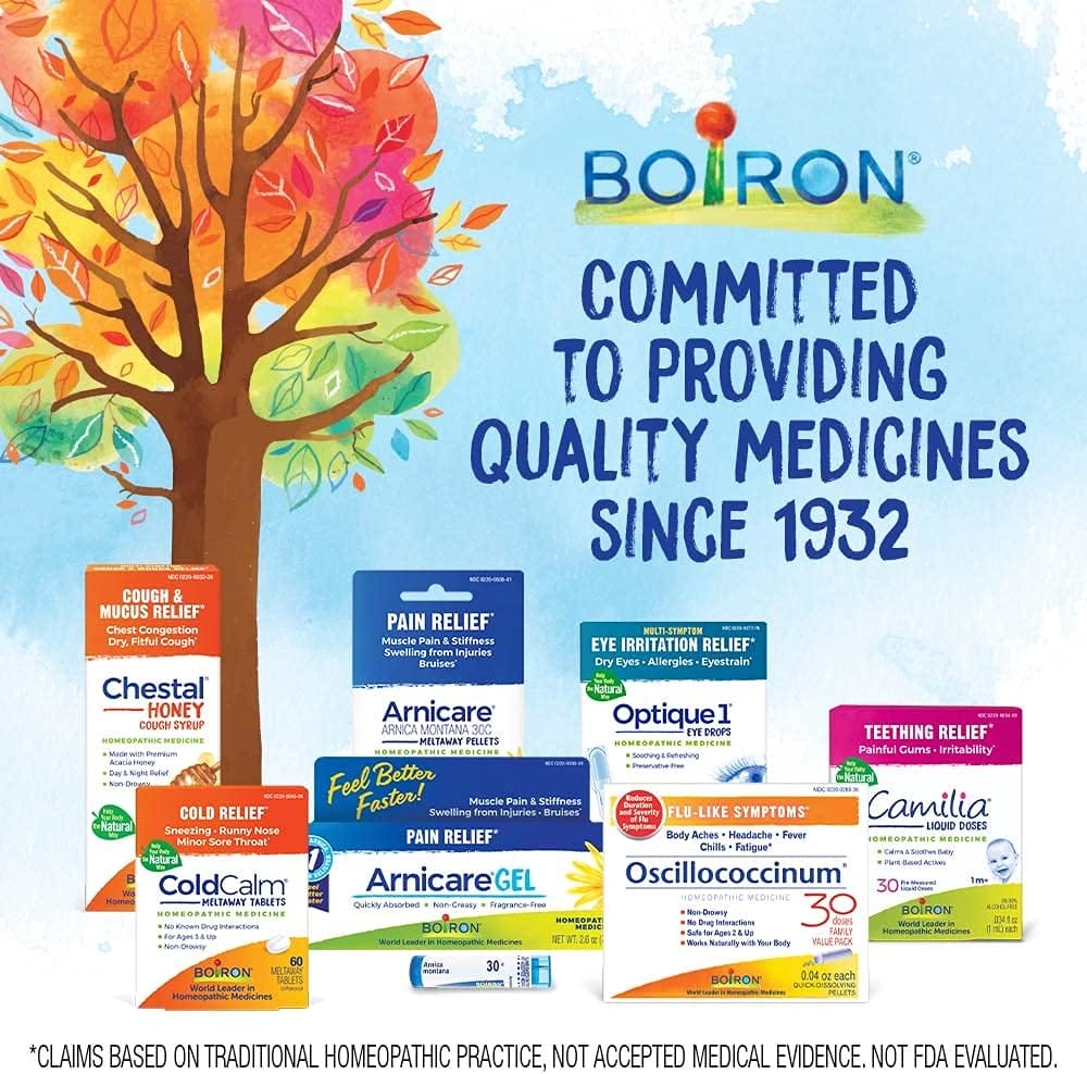Boiron ColdCalm Tablets for Relief of Common Cold Symptoms Such as Sneezing, Runny Nose, Sore Throat, and Nasal Congestion - Non-Drowsy - 60 Count
