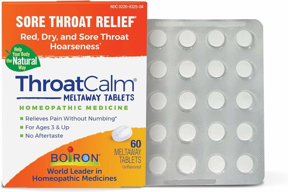 Boiron ThroatCalm Tablets for Pain Relief from Red, Dry, Scratchy, Sore Throats and Hoarseness - 60 Count Boiron ThroatCalm Tablets for Pain Relief from Red, Dry, Scratchy, Sore Throats and Hoarseness - 60 Count