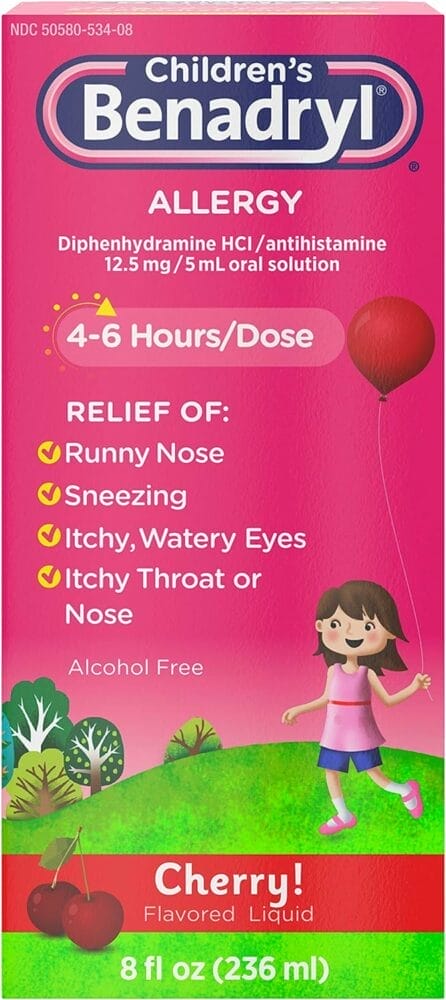 Childrens Benadryl Allergy Liquid, 8 Fl. Oz (Pack of 3)