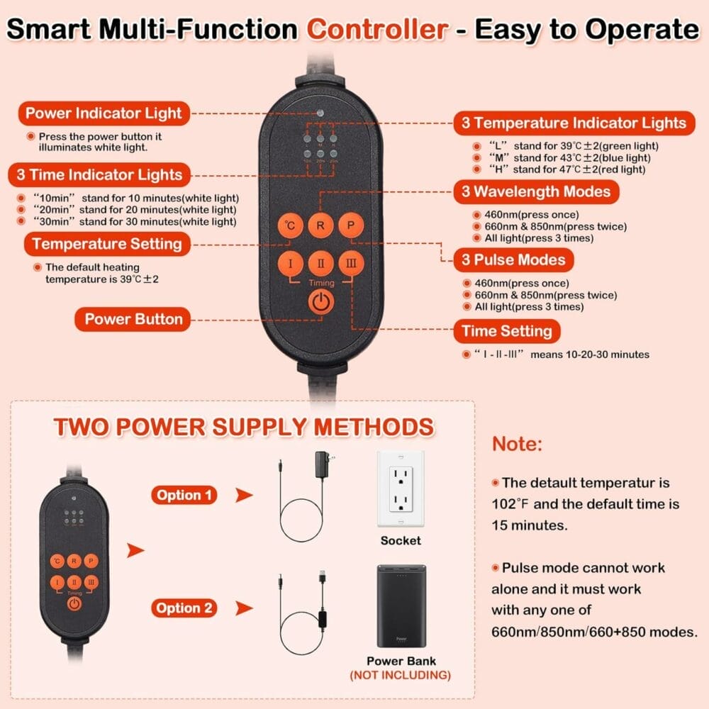 JOBYNA 660nm Red Light  850 Near Infrared Light Therapy for Elbow Shoulder Knee Pain Relief, Auto Shut Off Heated Knee Joint Wrap, Faster Recovery, Great for Home Use JOBYNA 660nm Red Light  850 Near Infrared Light Therapy for Elbow Shoulder Knee Pain Relief, Auto Shut Off Heated Knee Joint Wrap, Faster Recovery, Great for Home Use