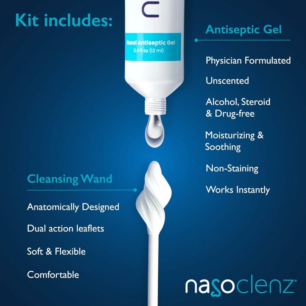 NasoClenz Nasal Cleansing Kit - Gentle Wand Antiseptic Moisturizing Gel, Nose Cleaner and Nasal Moisturizer for Dry Nose Relief, 15 ct (60+ uses) NasoClenz Nasal Cleansing Kit - Gentle Wand Antiseptic Moisturizing Gel, Nose Cleaner and Nasal Moisturizer for Dry Nose Relief, 15 ct (60+ uses)