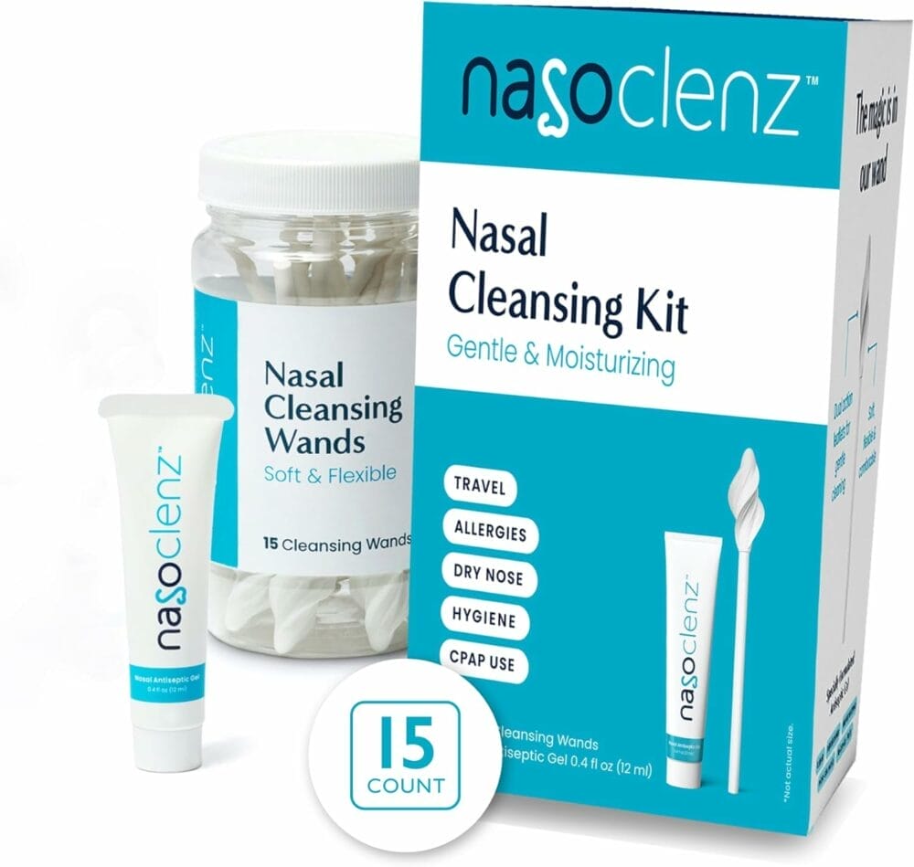 NasoClenz Nasal Cleansing Kit - Gentle Wand Antiseptic Moisturizing Gel, Nose Cleaner and Nasal Moisturizer for Dry Nose Relief, 15 ct (60+ uses) NasoClenz Nasal Cleansing Kit - Gentle Wand Antiseptic Moisturizing Gel, Nose Cleaner and Nasal Moisturizer for Dry Nose Relief, 15 ct (60+ uses)