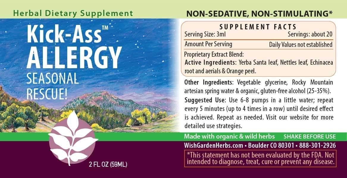 WishGarden Herbs - Kick Ass Allergy, Organic Herbal Allergy Supplement, Supports Immune Response to Seasonal Allergies (2 Ounce Pump) WishGarden Herbs - Kick Ass Allergy, Organic Herbal Allergy Supplement, Supports Immune Response to Seasonal Allergies (2 Ounce Pump)