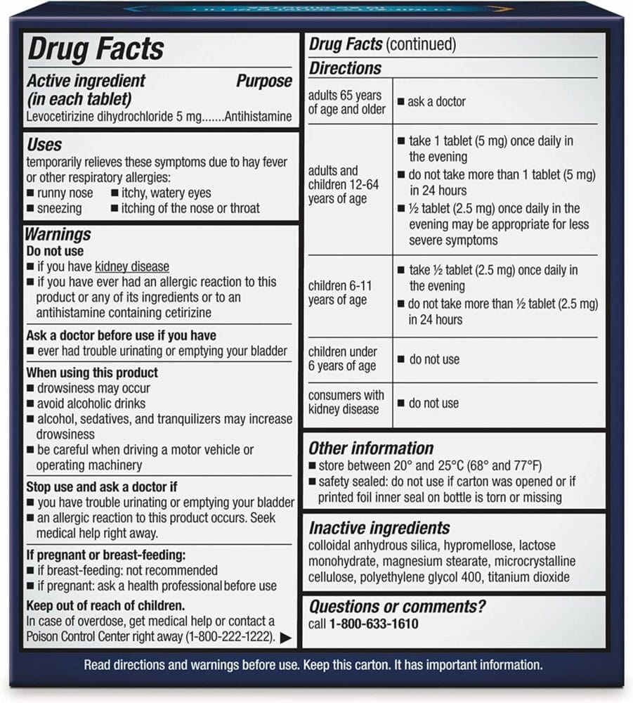 Xyzal Allergy Pills, 24-Hour Allergy Relief, 35-Count, Original Prescription Strength